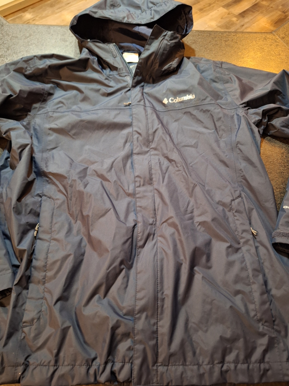 Columbia Men's Navy Hooded Waterproof Rain Jacket